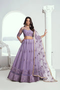 Lavender Sequins Embroidered Net Lehenga Choli
