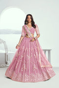 Light Pink Sequins Embroidered Net Lehenga Choli