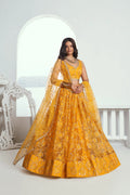 Dark Yellow Sequins Embroidered Net Lehenga Choli
