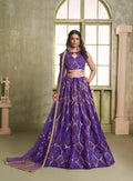 Purple Net Lehenga Choli With Sequins Work
