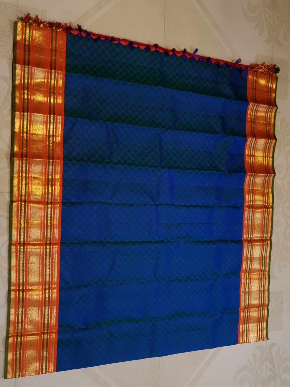 Peacock Blue Kanchipuram Handloom 2G Gold Pattu Silk Saree
