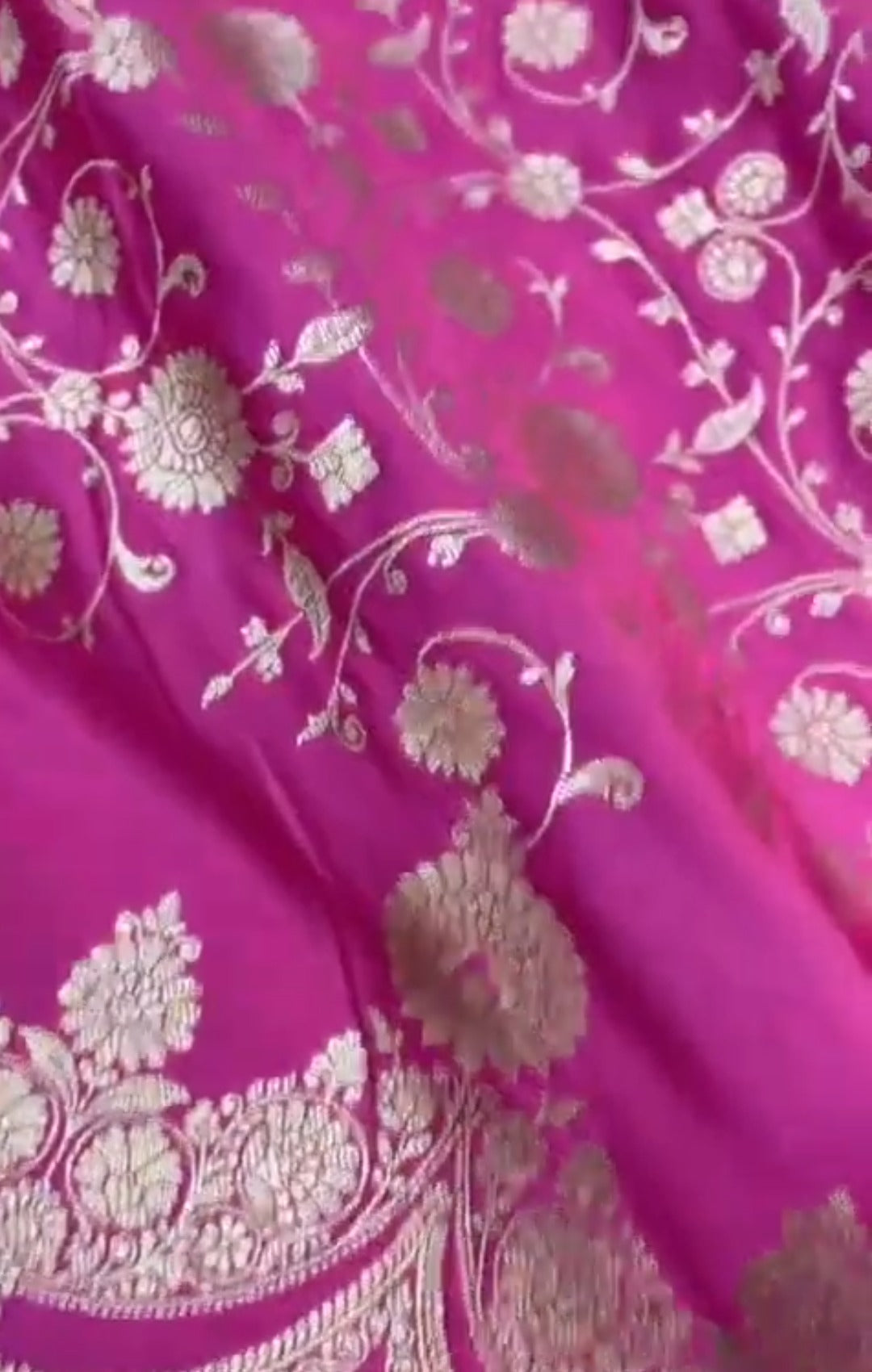 Onion Pink Banarasi Mashru Soft Silk Jangla Saree
