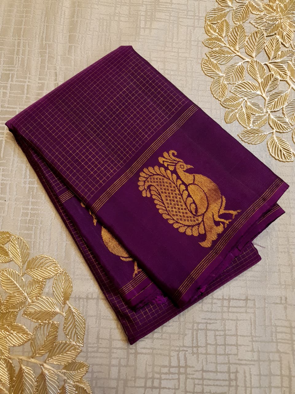Wine Kanchipuram Handloom 2G Gold Pattu Silk Saree