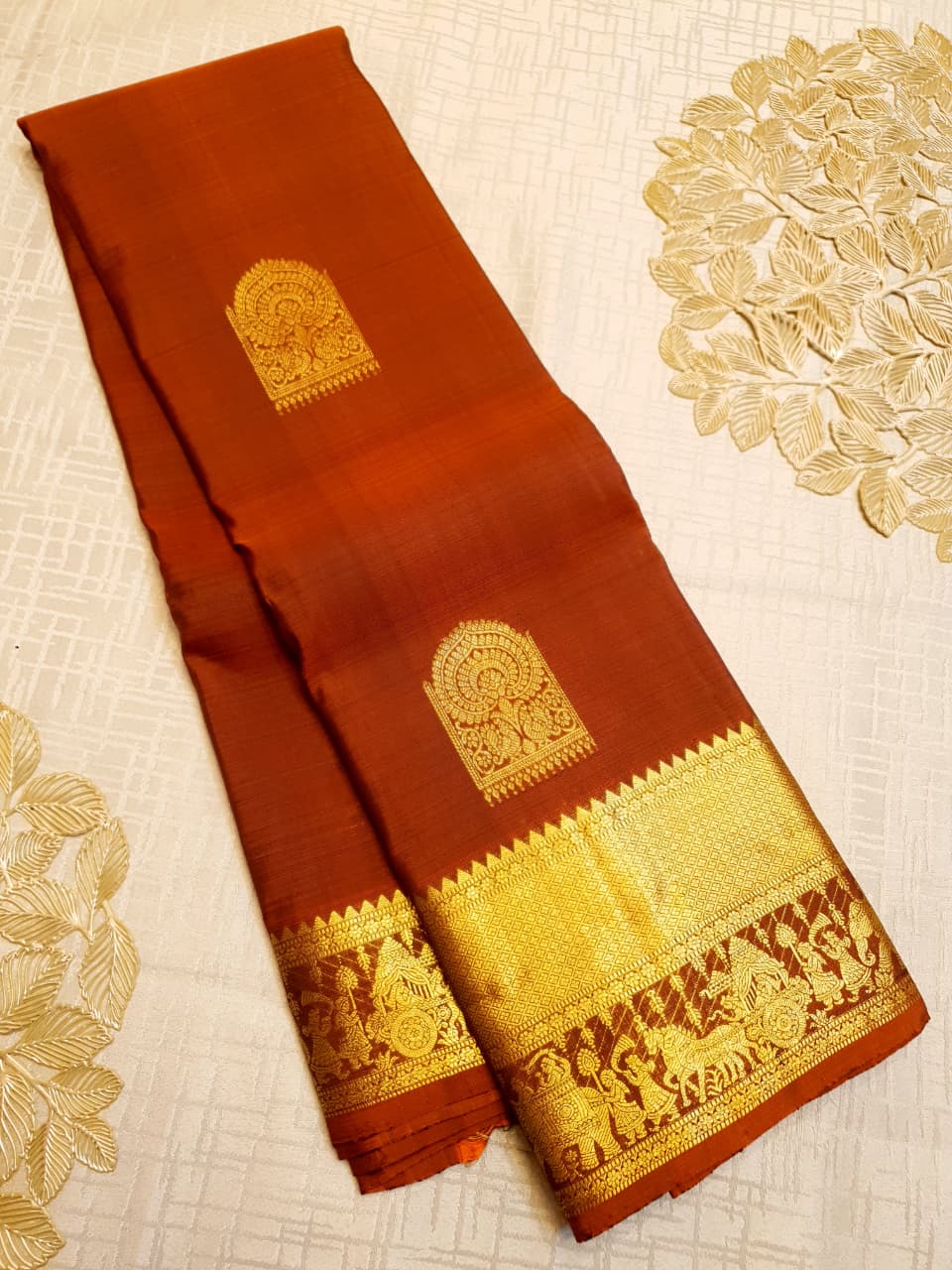 Red Kanchipuram Handloom 1G Gold Kalyana Pallakku Silk Saree