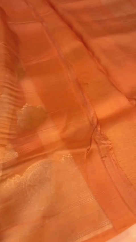 Coral Banarasi Handloom Kora Organza Silk Saree