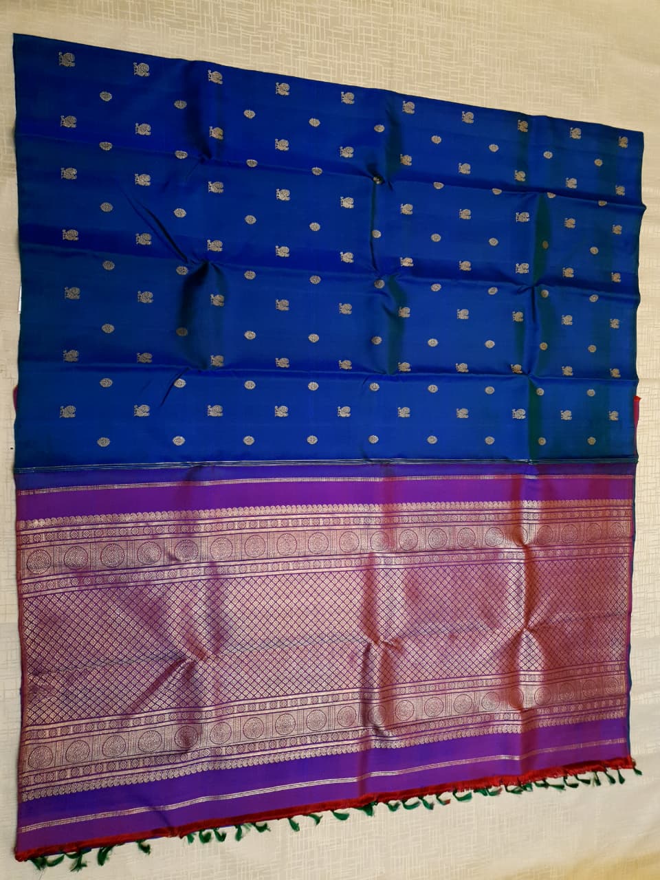 Dark Blue Kanchipuram Handloom 3G Pure Gold Pattu Silk Saree
