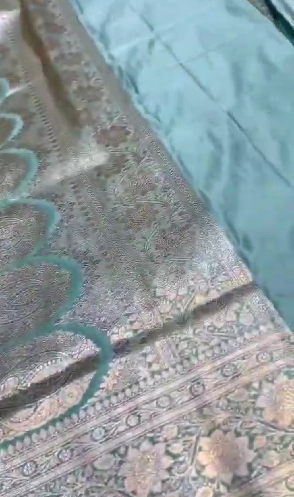Pastel Sea Green Banarasi Satin Katan Silk Saree