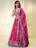 Pink Printed Lehenga With Sequins & Zari