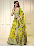 Yellow Sequins & Zari Printed Lehenga Choli