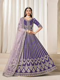 Purple Art Silk Lehenga with Thread & Sequins Work