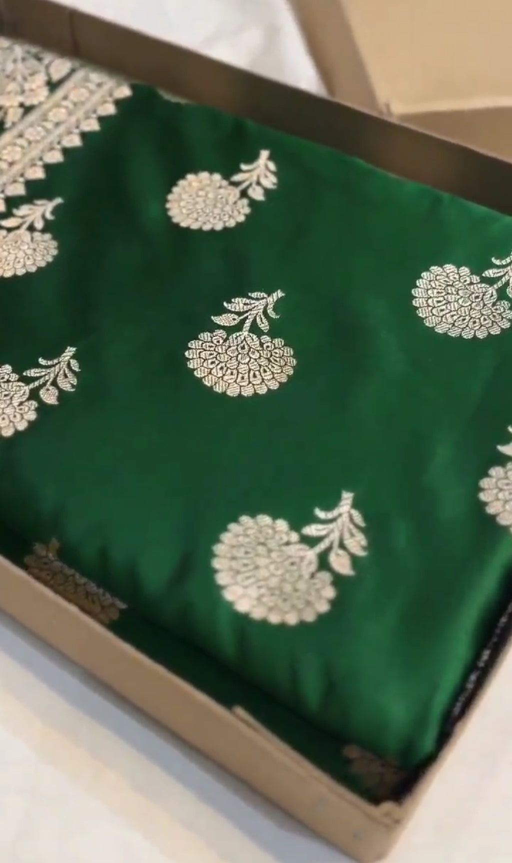 Bottle Green Banarasi Mashru Soft Silk Saree
