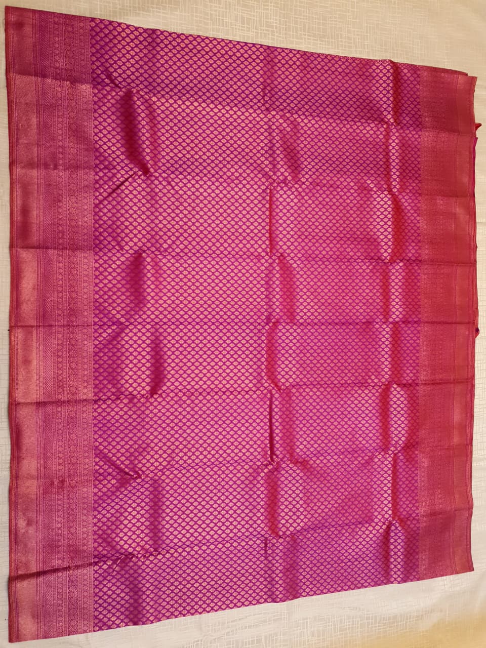 Hot Pink Kanchipuram Handloom 2G Gold Bridal Silk Saree