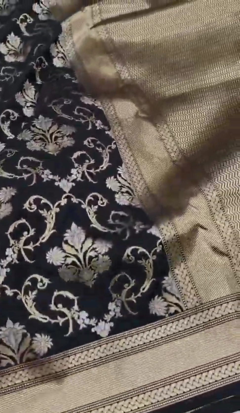 Black Banarasi Semi Katan Silk Sona Rupa Saree