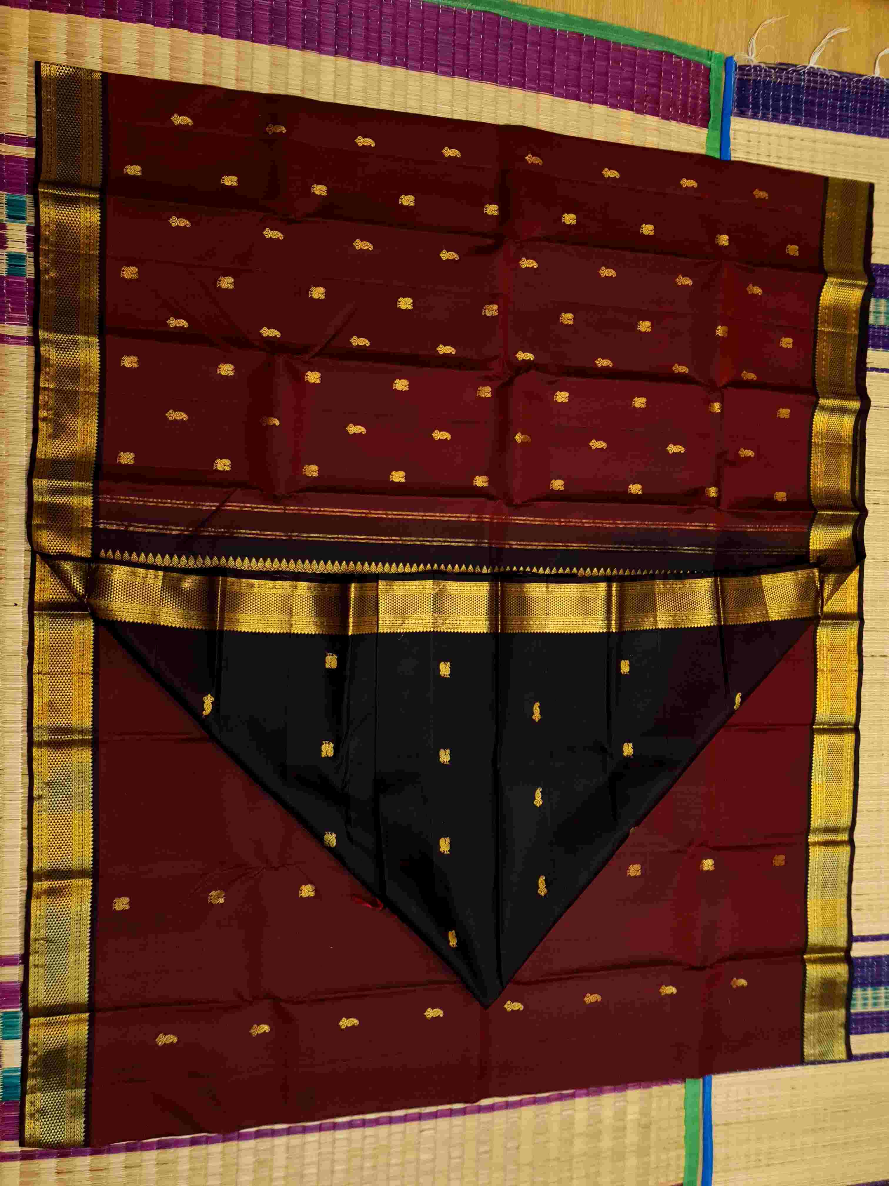 Maroon Kanchipuram Handloom 1G Gold Pattu Silk Saree