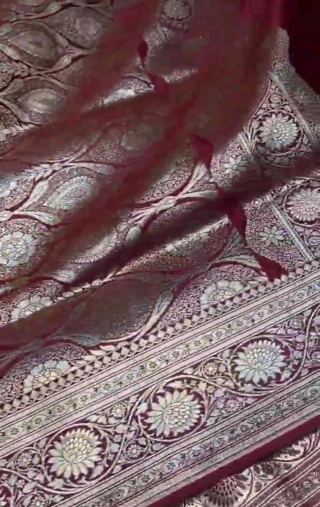 Rustic Red Banarasi Satin Katan Silk Saree