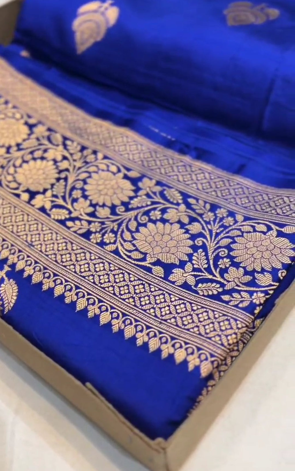 Azure Blue Banarasi Handloom Mango Silk Saree