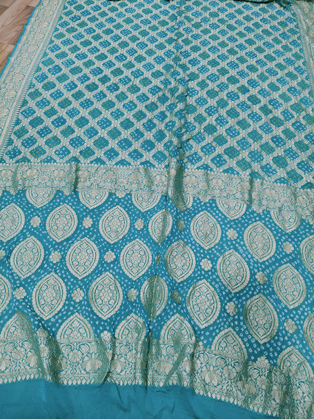 Banarasi Håndvævede Chiffon Georgette Silke Sarees