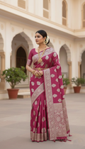 Pink Banarasi Mashru Soft Silk Saree