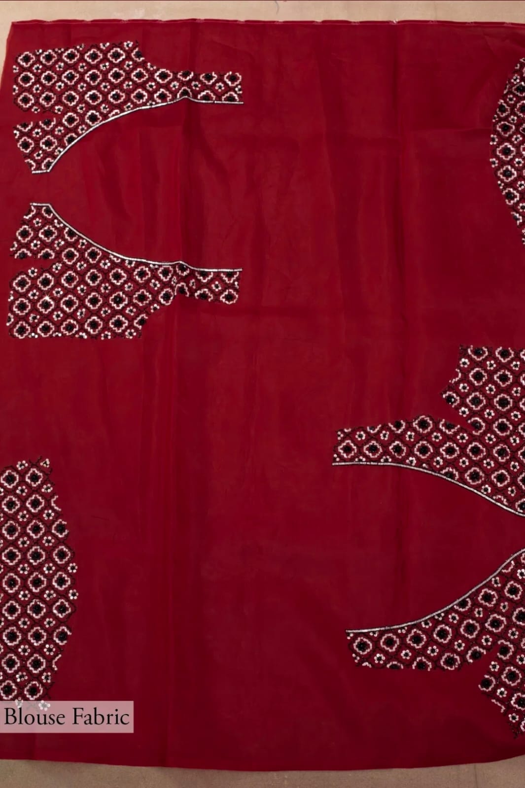 Rustic Red Hand Embroidered Organza Silk Saree