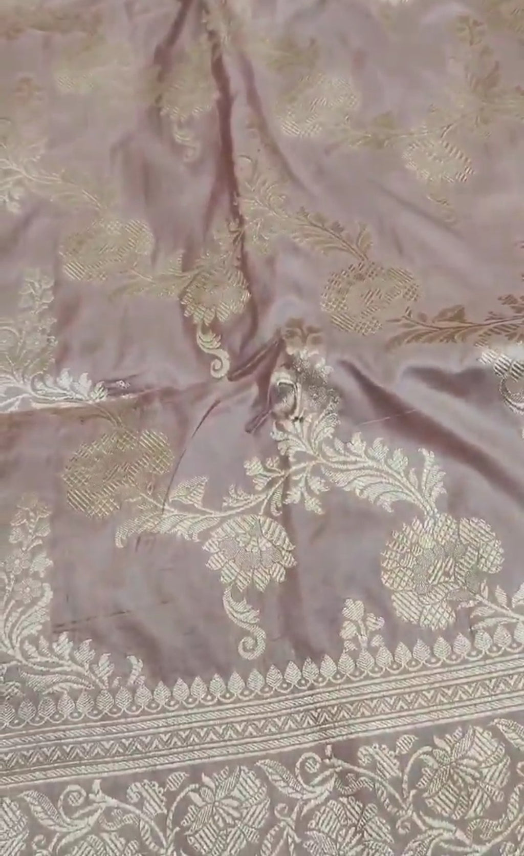 Pinkish Beige Banarasi Handloom Katan Silk Saree