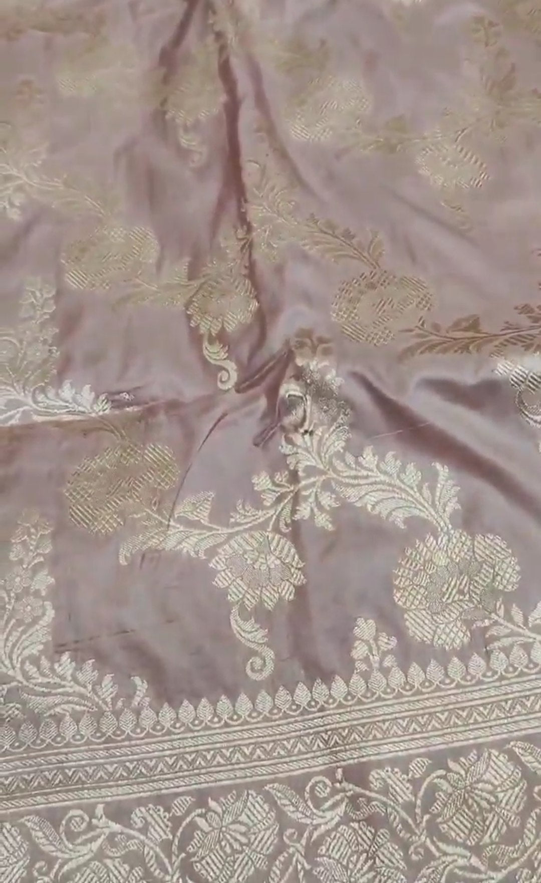 Pinkish Beige Banarasi Handloom Katan Silk Saree
