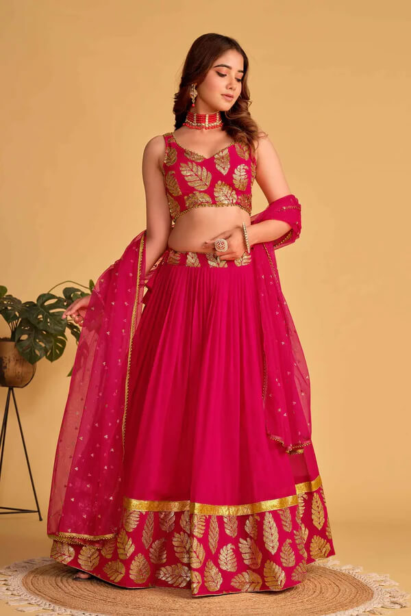 Designer Pink Lehenga Choli with Embroidery