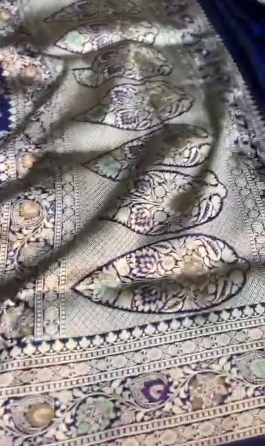 Midnight Blue Banarasi Håndvæv Katan Silk Meenakari Saree