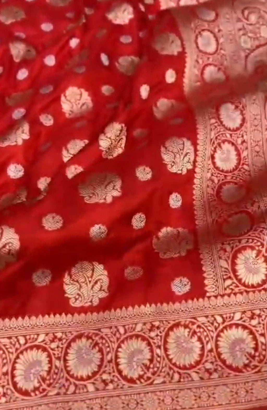 Chilly Red Banarasi Handloom Katan Silk Sona Rupa Saree