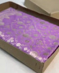 Purple Banarasi Mashru Soft Silk Jangla Saree