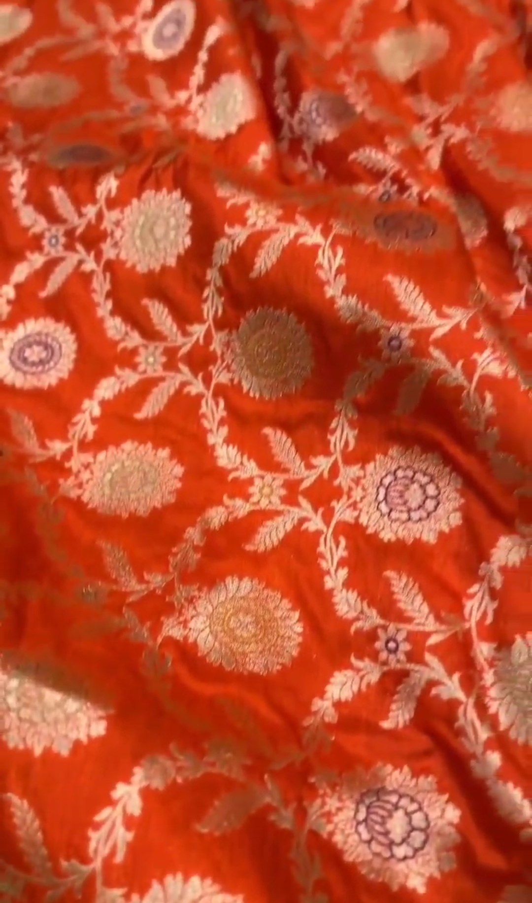 Dual Tone Orange Banarasi Handloom Katan Silk Meenakari Saree