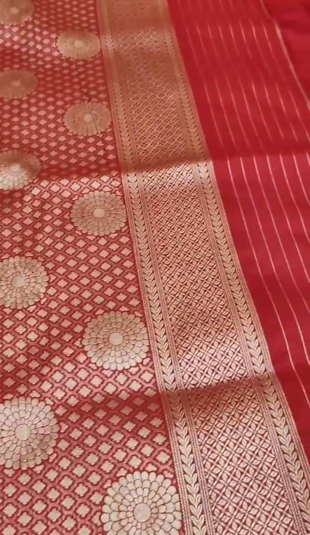 Red Banarasi Handloom Katan Silk Meenakari Saree