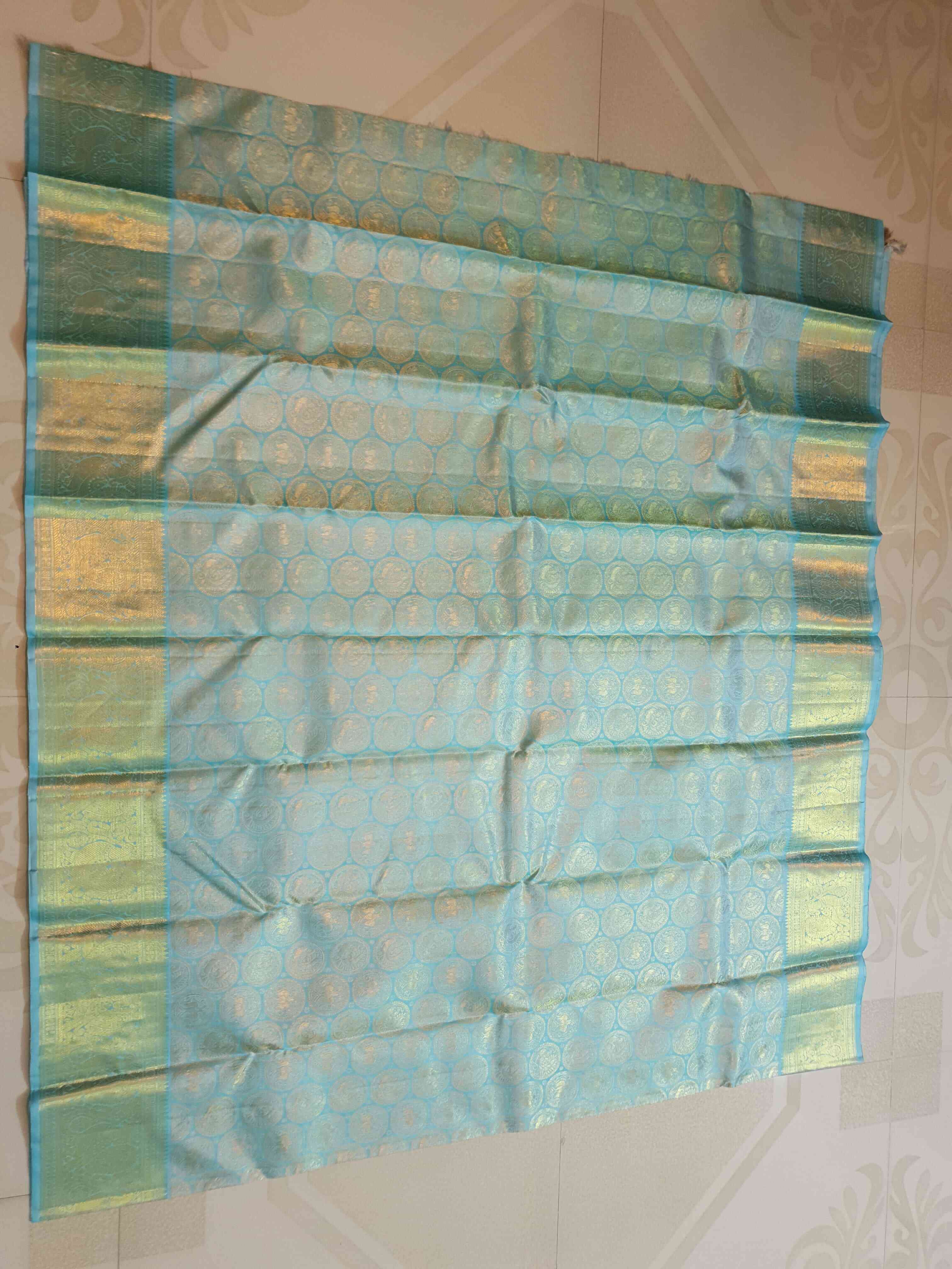 Turquoise Kanchipuram Handloom 2G Gold Pattu Silk Saree