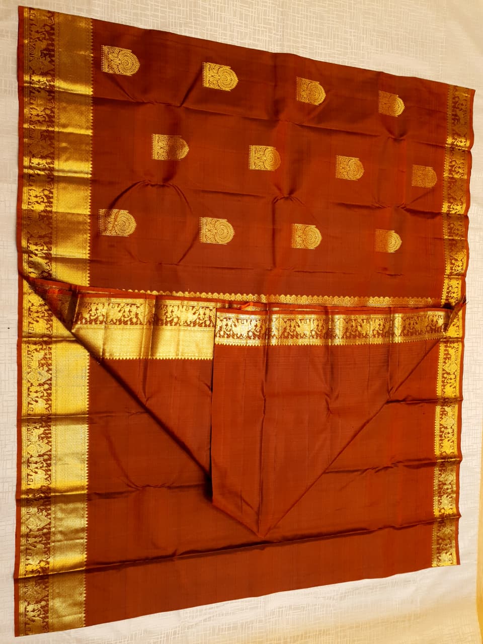 Red Kanchipuram Handloom 1G Gold Kalyana Pallakku Silk Saree