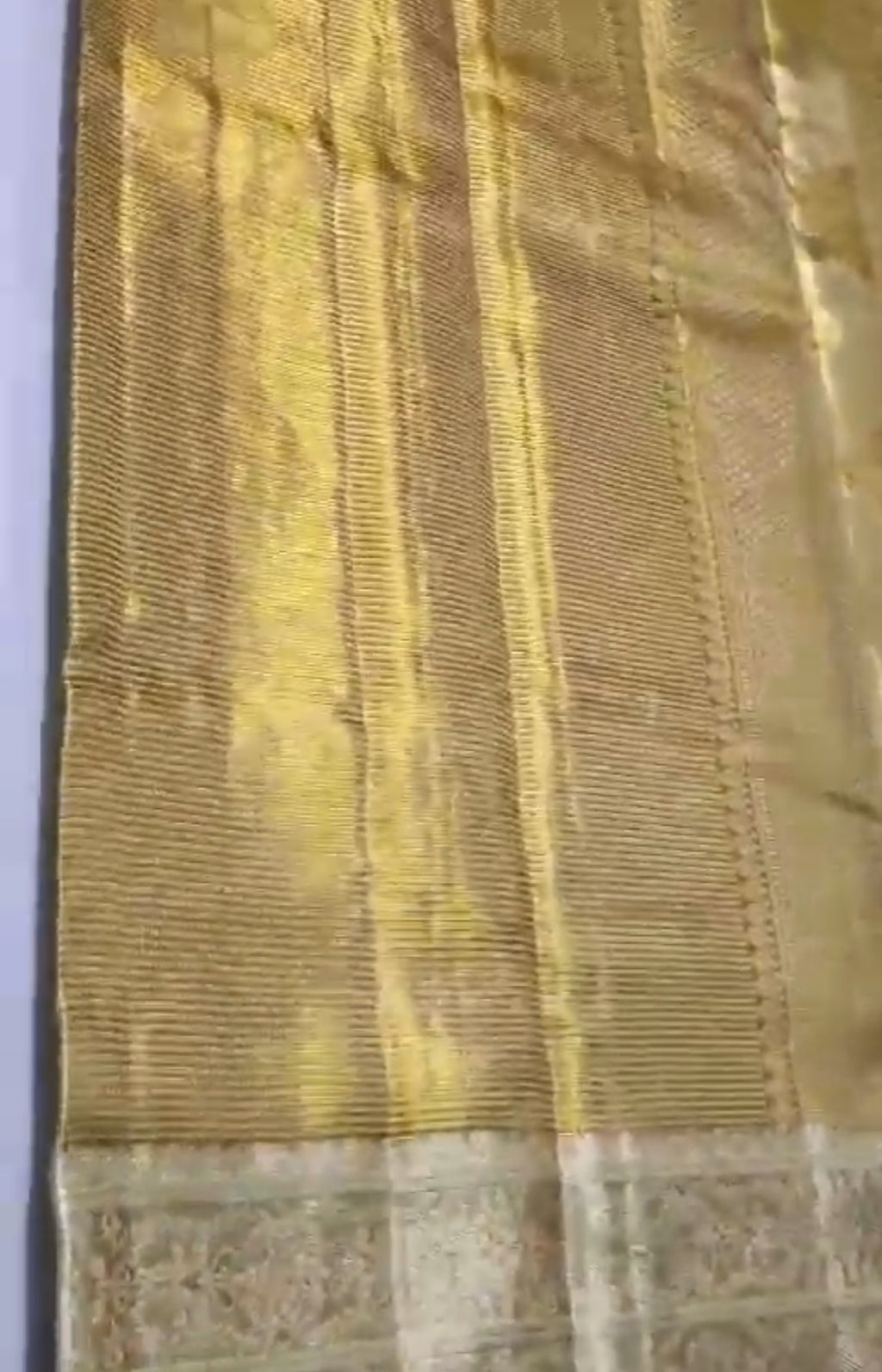 Ivory & Gold Kanchipuram Handloom Tissue Brocade Silk Meenakari Saree