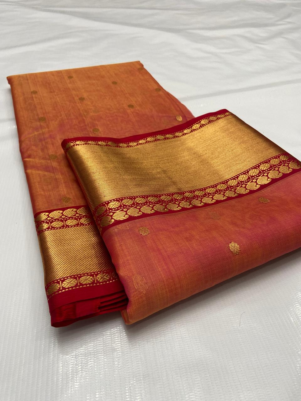Chilly Red Chanderi Handloom Katan Silk Nakshi Saree