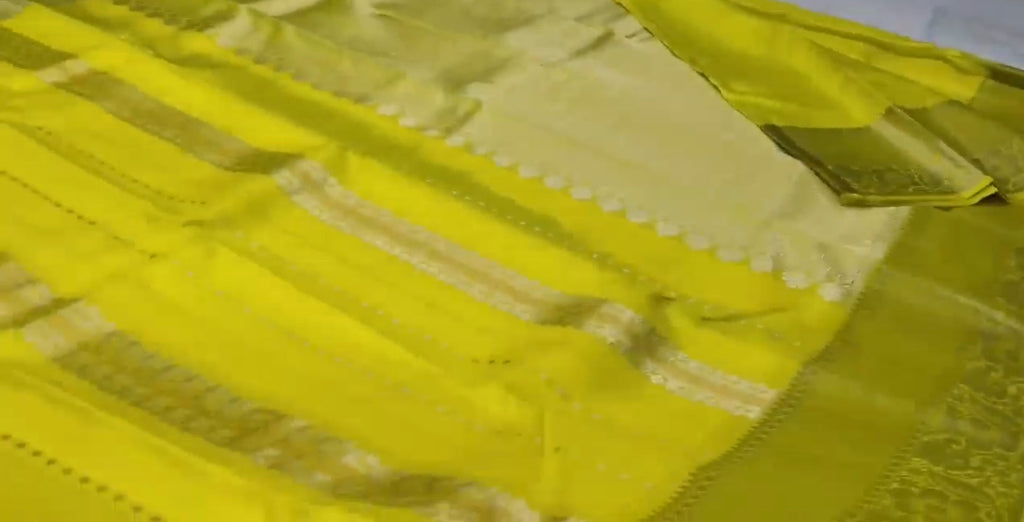 Yellow Kanchipuram Handloom Single Warp Pattu Silk Saree