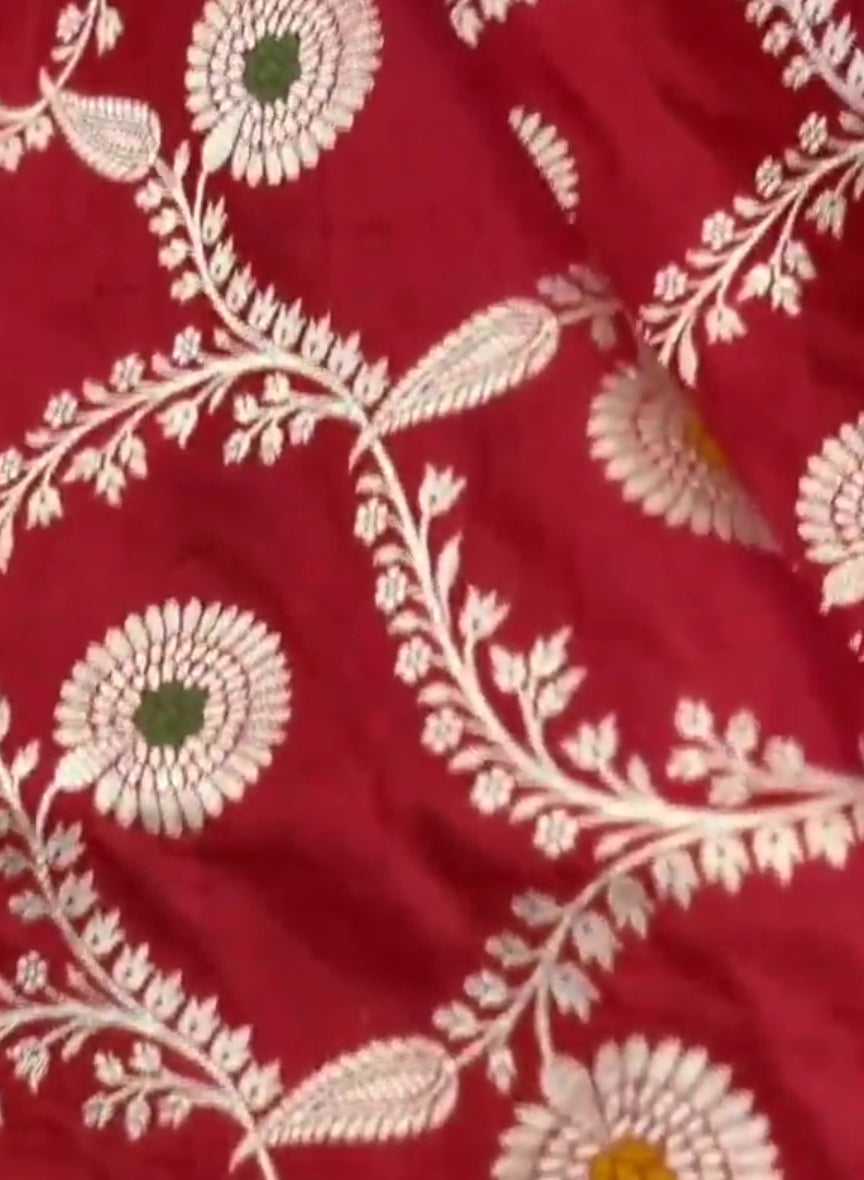 Rustic Red Banarasi Handloom Katan Silk Meenakari Saree