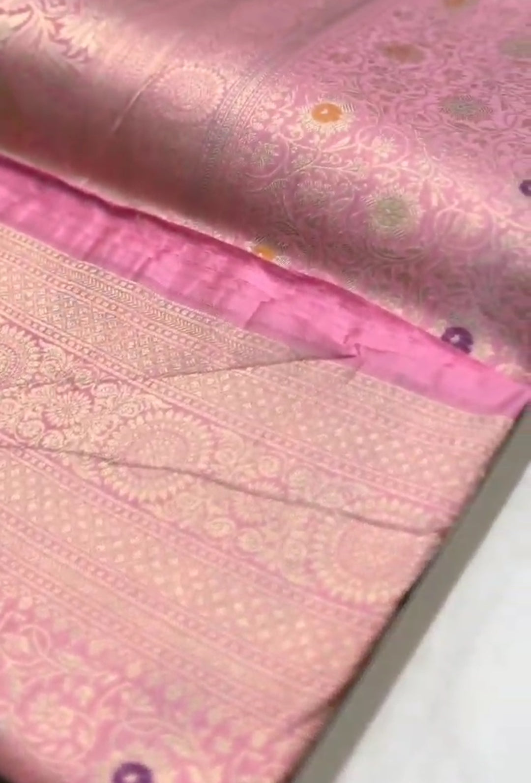 Pink Banarasi Handloom Katan Silk Meenakari Saree