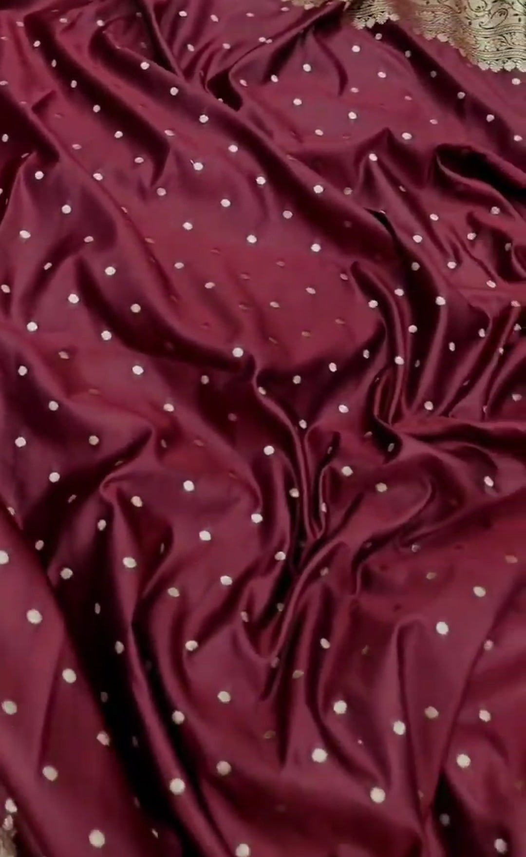 Wine Banarasi Mashru Blød Silke Saree