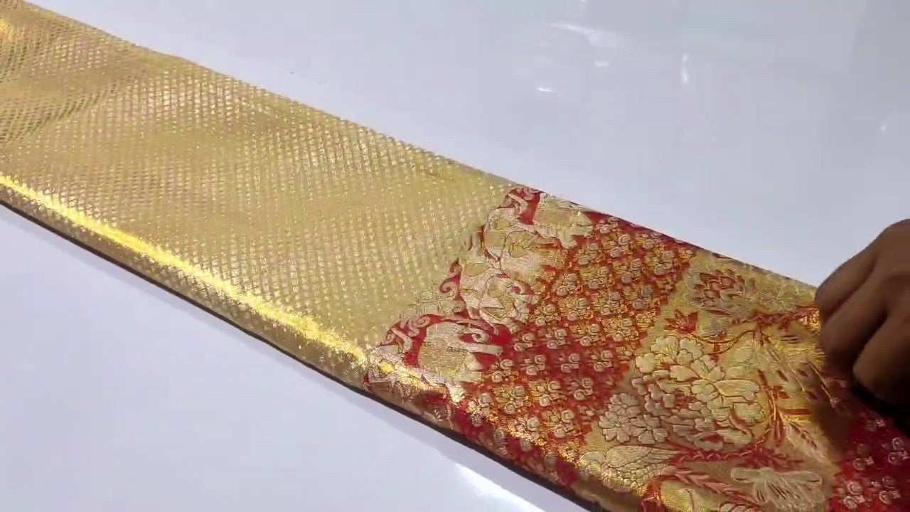 Gold Kanchipuram Handloom Tissue 1G Gold Brocade Silk Saree