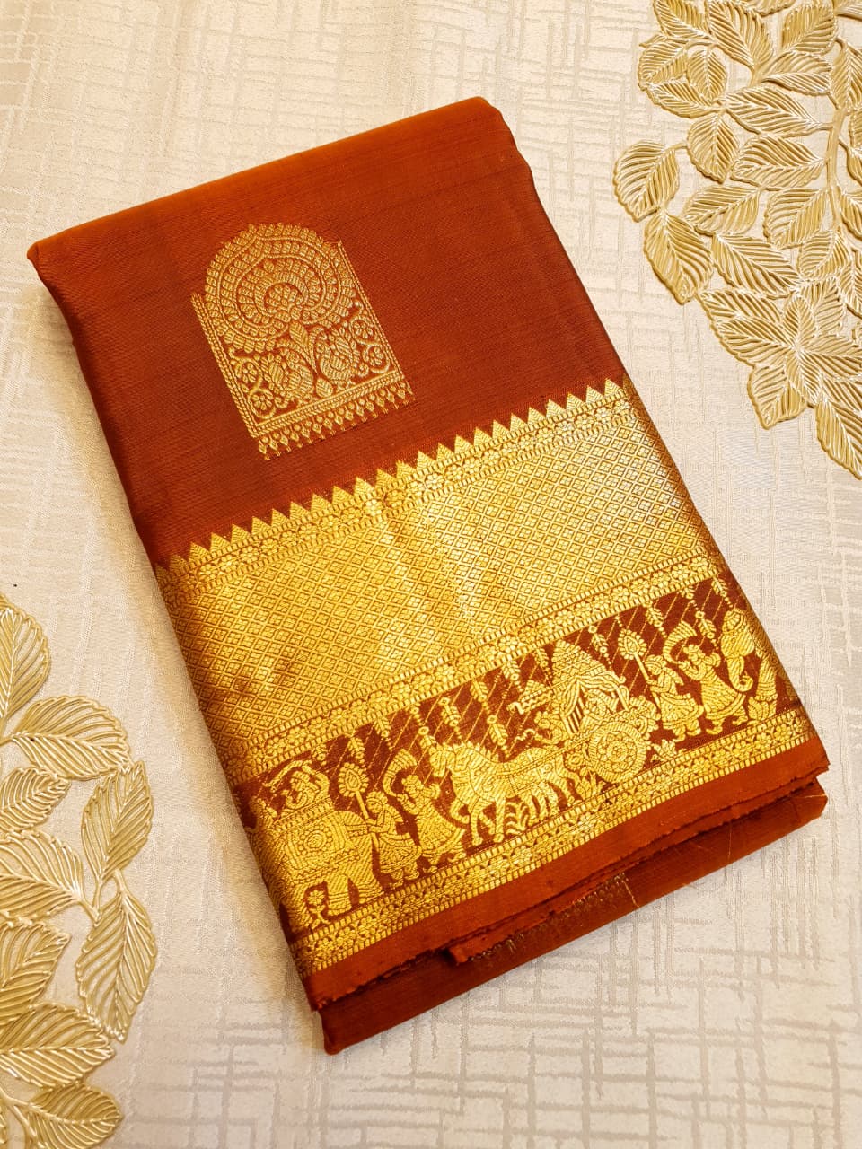 Red Kanchipuram Handloom 1G Gold Kalyana Pallakku Silk Saree