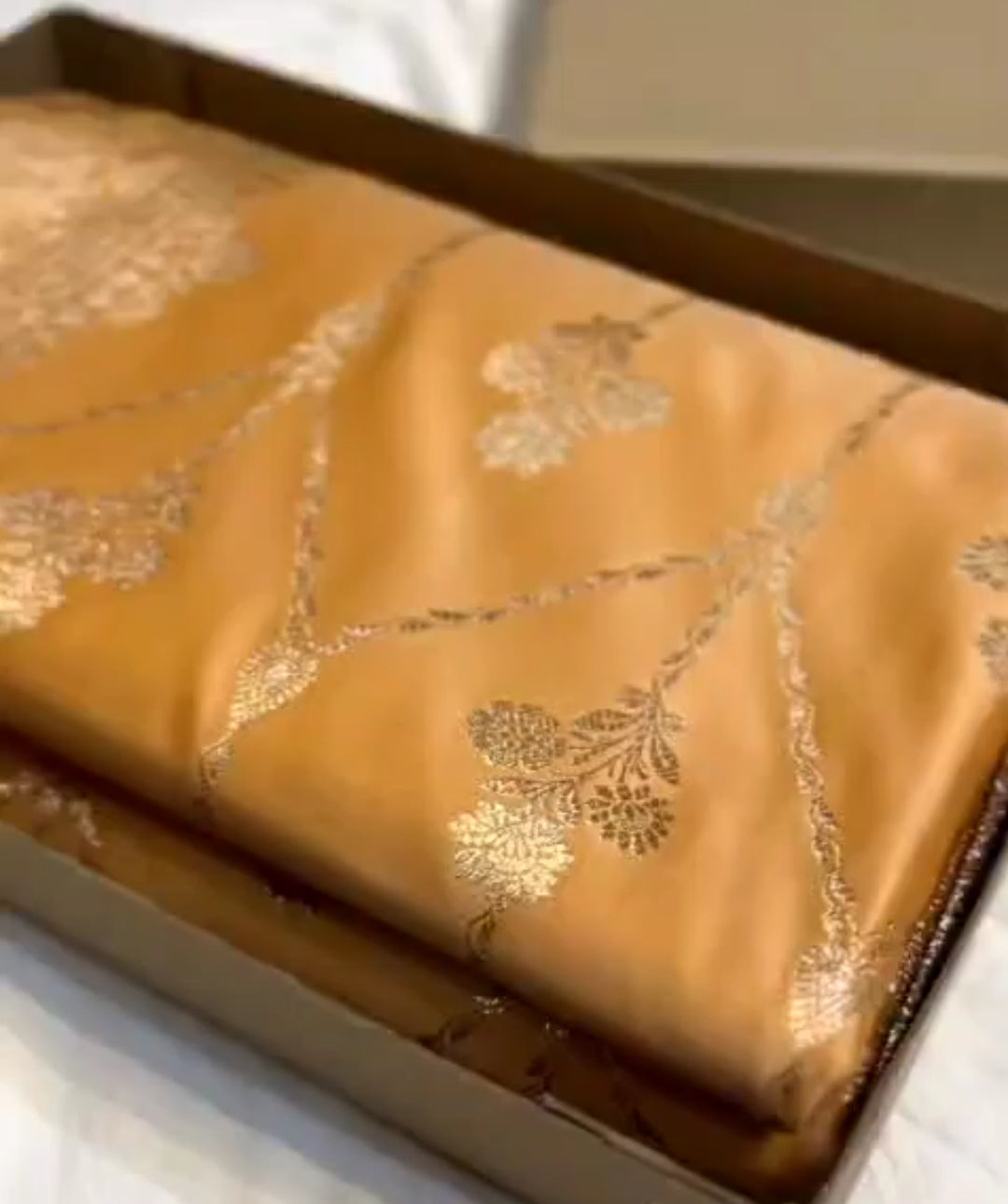 Pastel Mustard Banarasi Satin Katan Silk Saree