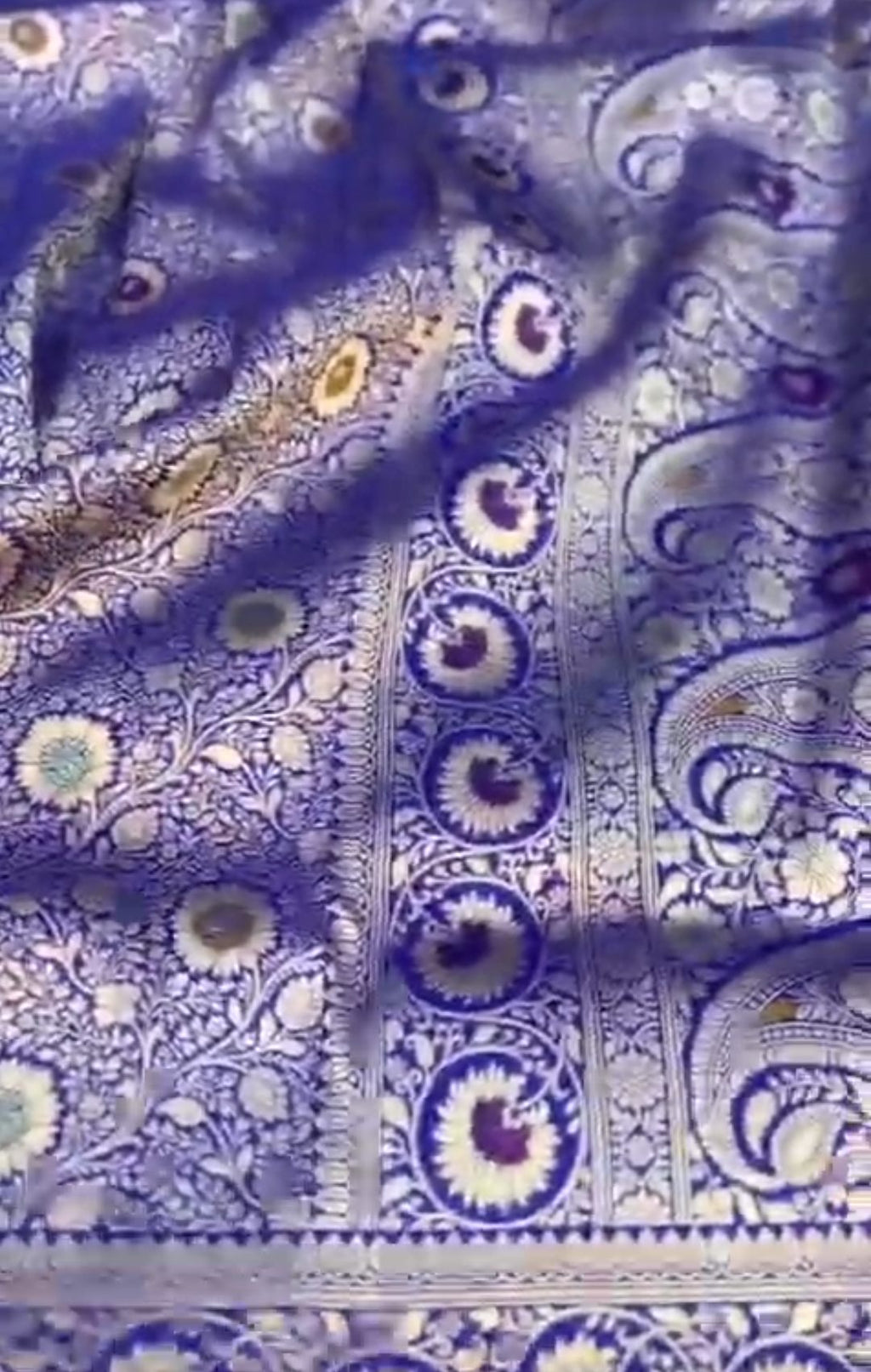 Royal Blue Banarasi Handloom Katan Silk Meenakari Saree