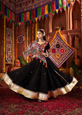 Designer Black Mirror & Thread Work Navratri Lehenga