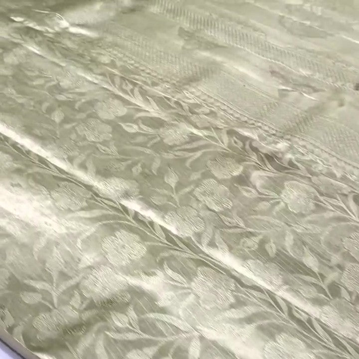 Ivory Kanchipuram Handloom Tissue Brocade Silk Saree
