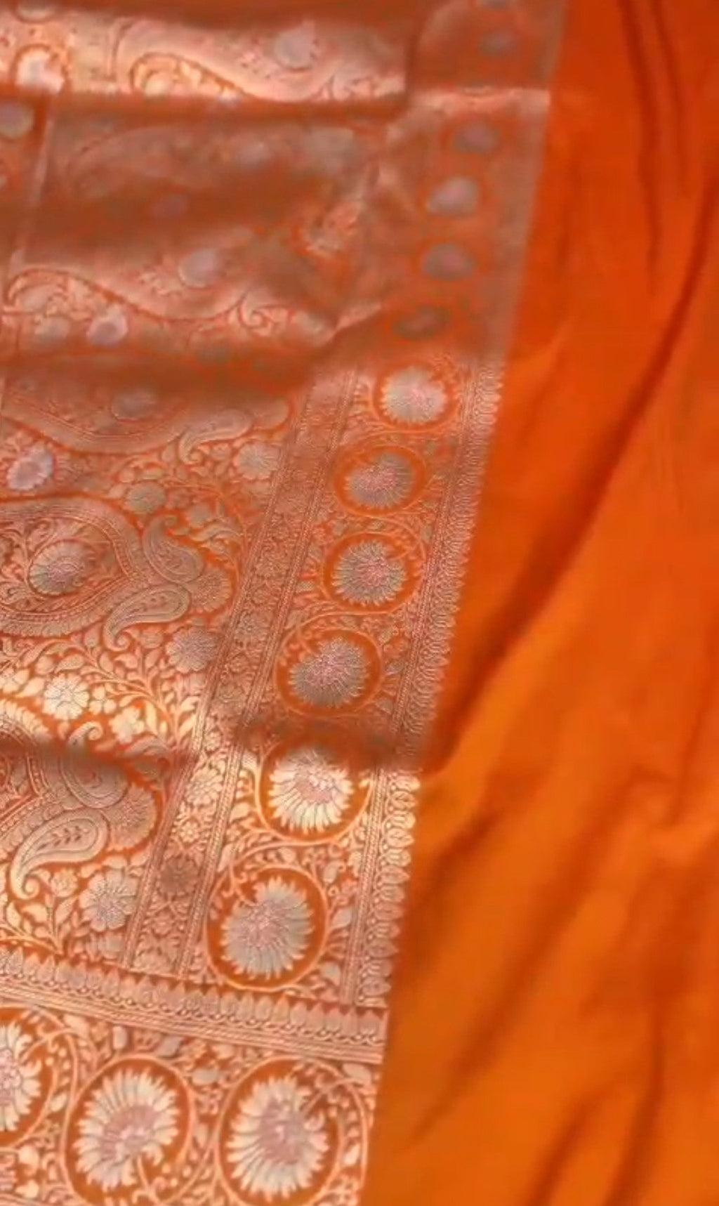 Orange Banarasi Handloom Katan Silk Sona Rupa Saree