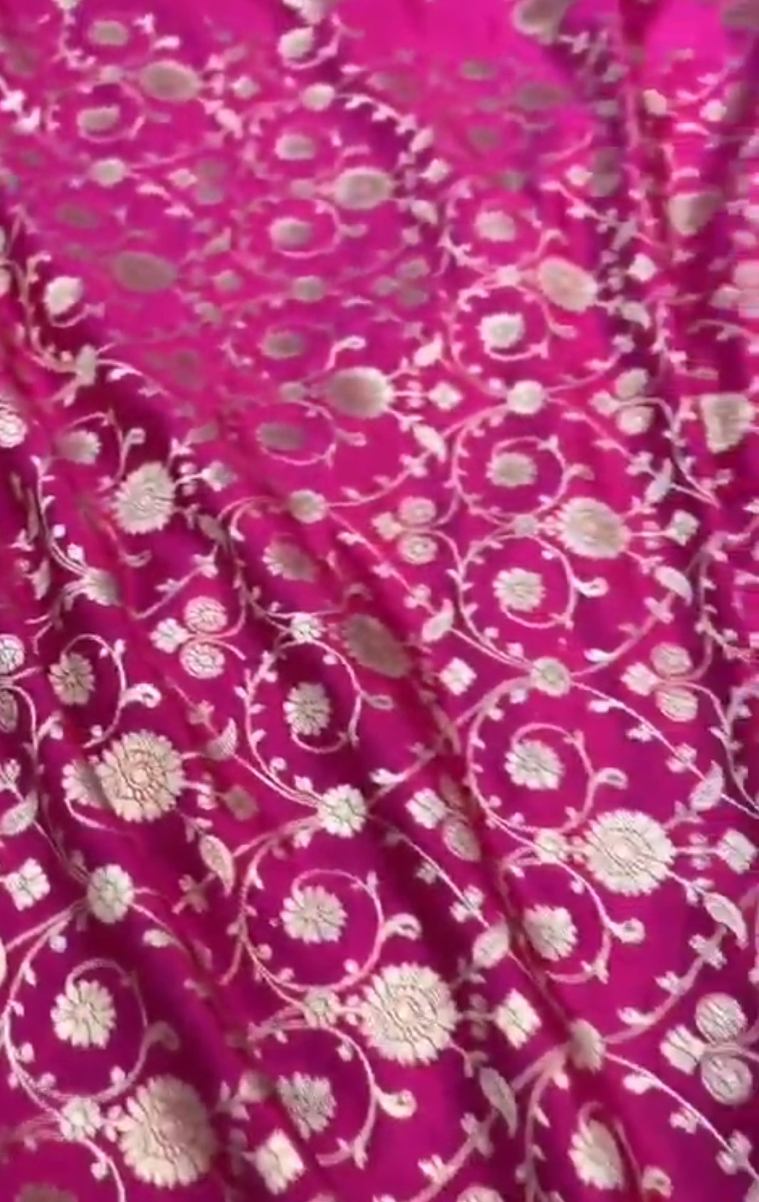 Dark Pink Banarasi Mashru Soft Silk Jangla Saree