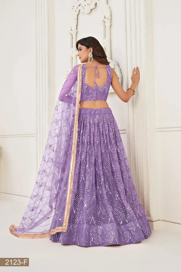 Lavender Designer Embroidered Lehenga Choli
