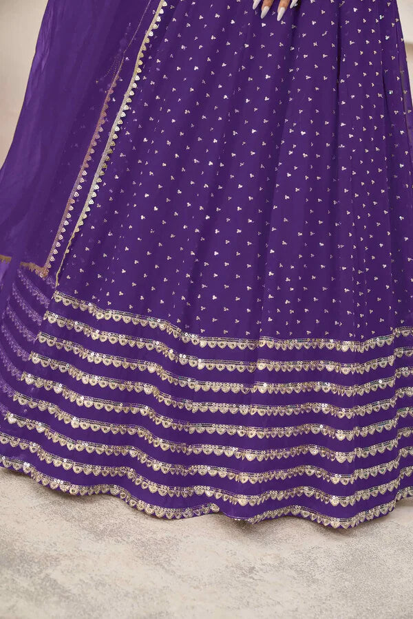 Violet Georgette Lehenga with Zari & Sequins Work