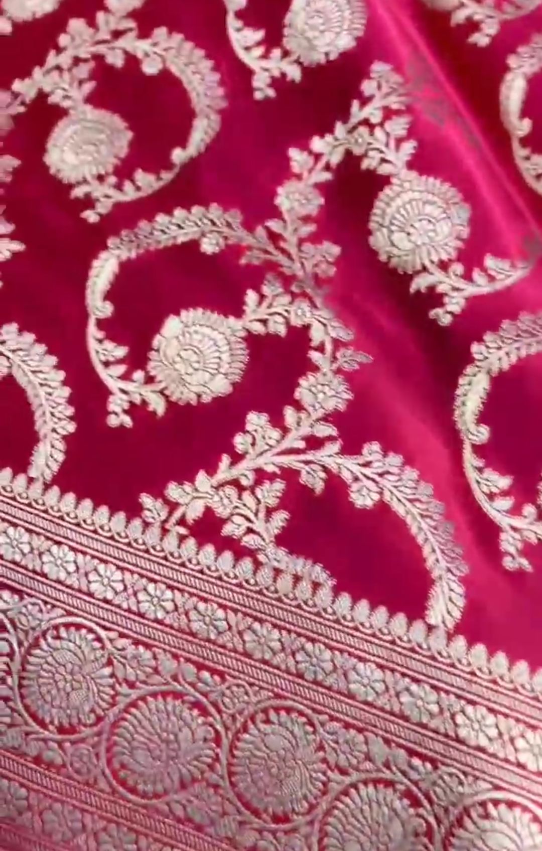 Hot Pink Banarasi Mashru Soft Silk Saree
